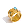 Size 678 Stainless Steel Star Moon Casting Ring 18K PVD Plated Individualistic Statement Finger Jewelry