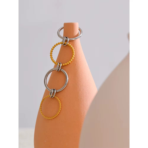 678# Distinctive Stainless Steel Metal Four Finger Stacking Ring Waterproof Charm Trendy Unusual Jewelry Accessories