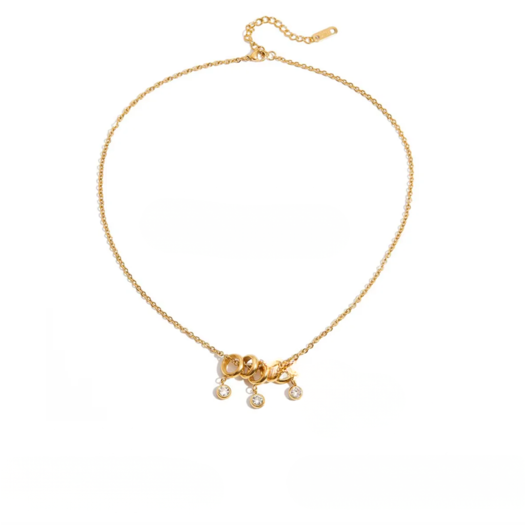 Uworld Minimalist Classic 18K Gold Color Plated Stainless Steel round White Rhinestone Pendant Necklace Stackable Chain Necklace