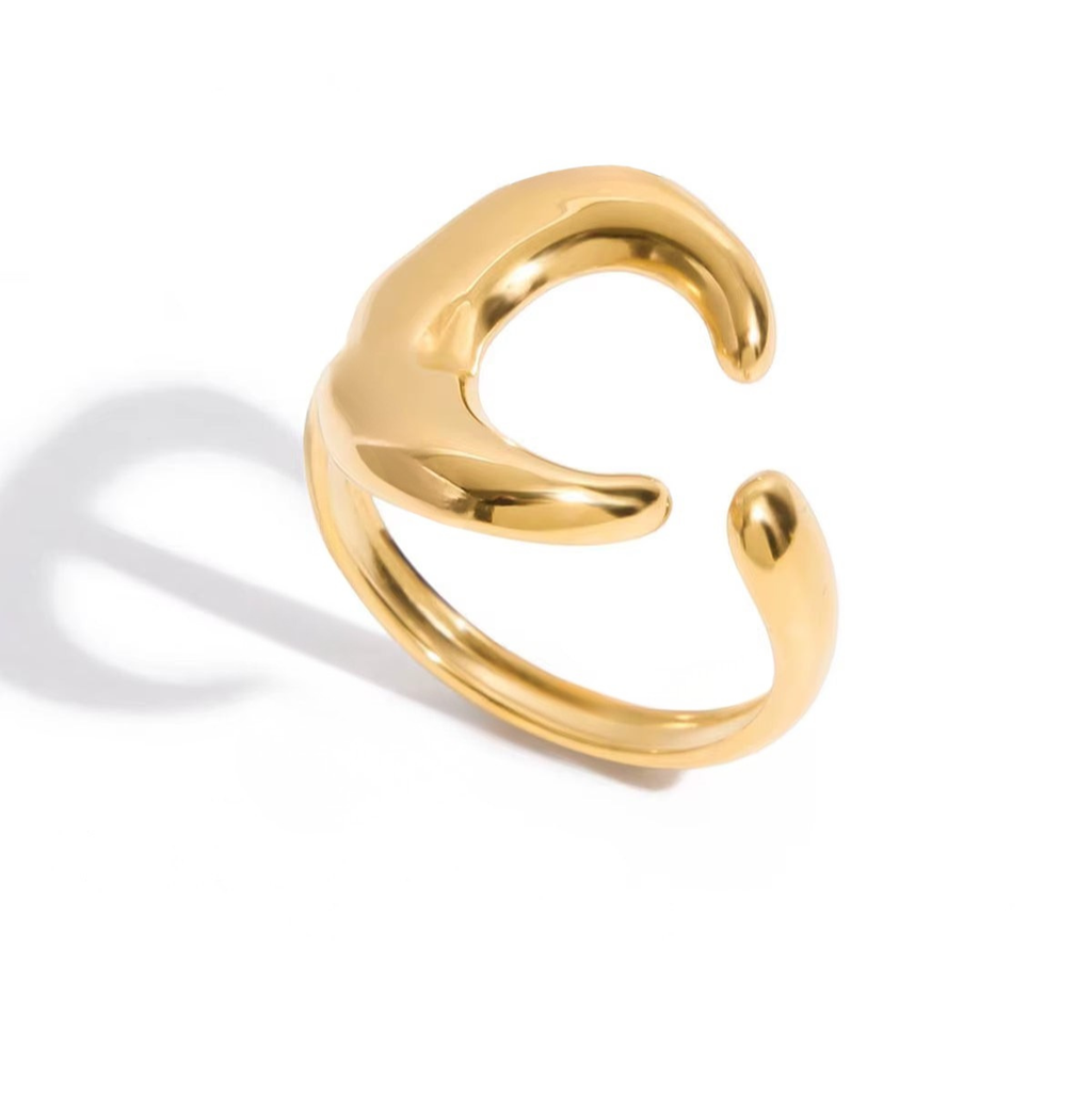 Classic Fashion 18K Gold Color Plated Sun Moon Adjustable Open Rings Minimalist Stainless Steel Jewelry for Women Кольцо