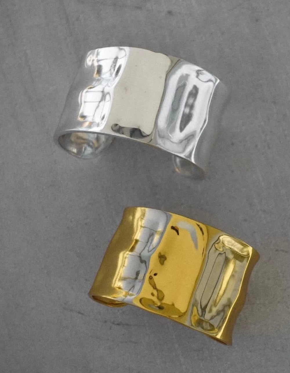 Textured Gold Cuff Gold Plated Stainless Steel Adjustable Bangele Bracelets for Women Striking Look Minimalist Jewelry