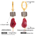 Vintage Wine Red Shaped Pendant Earrings 18K PVD Stainless Steel Black Square Pendant Earrings Women'S Jewelry Designer
