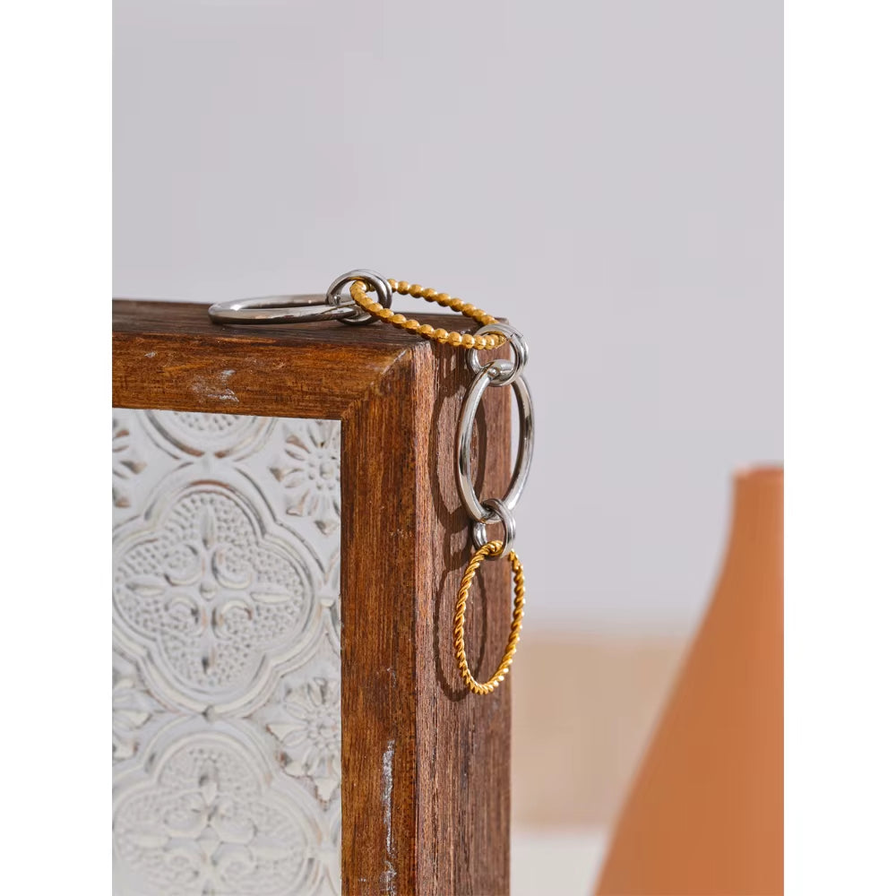 678# Distinctive Stainless Steel Metal Four Finger Stacking Ring Waterproof Charm Trendy Unusual Jewelry Accessories